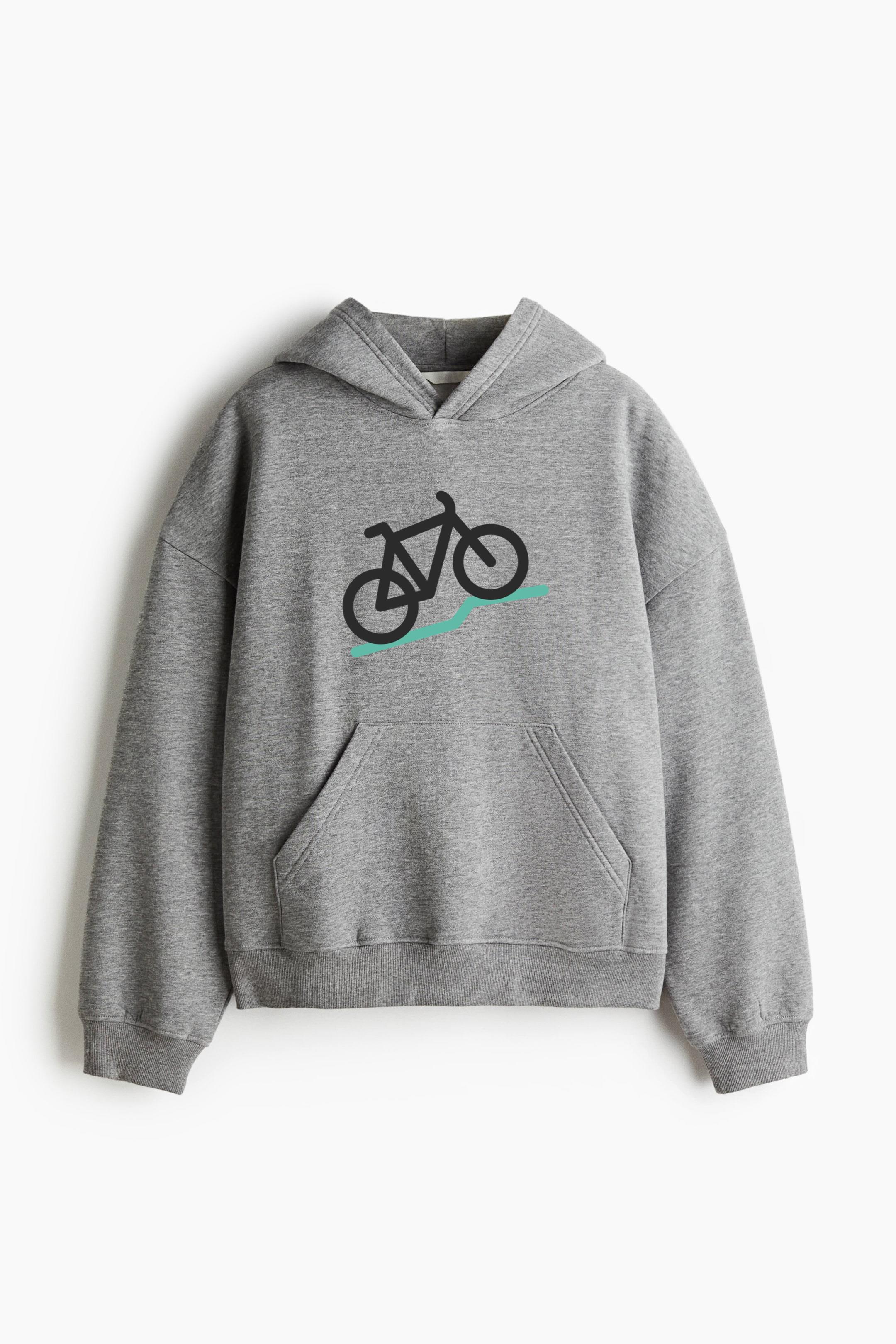 Mountain Bike Colored Stroke Icon Loose-Fit Printed Hoodie