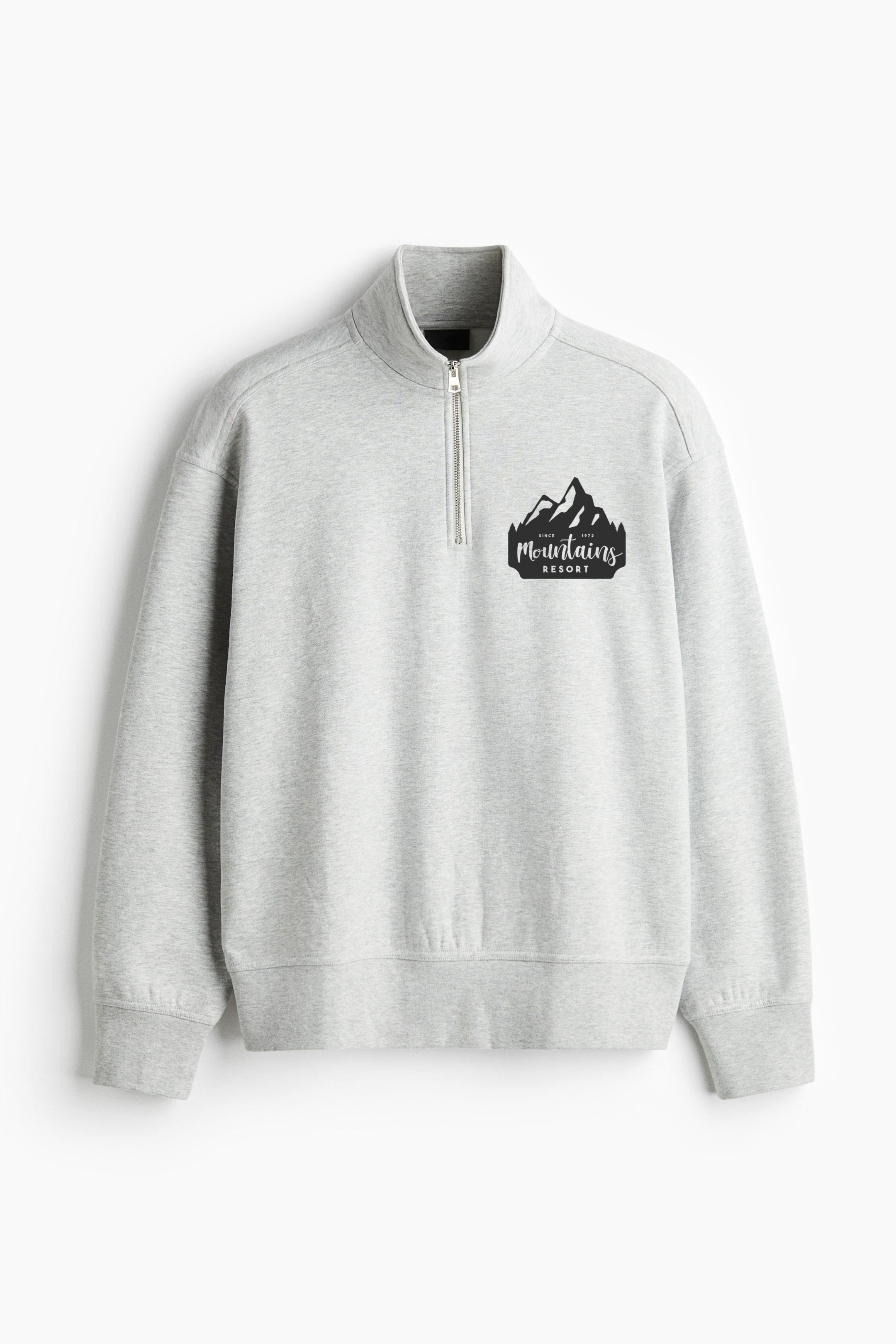 Mountains Resort Logo Loose-Fit Sweatshirt Collar Jacket