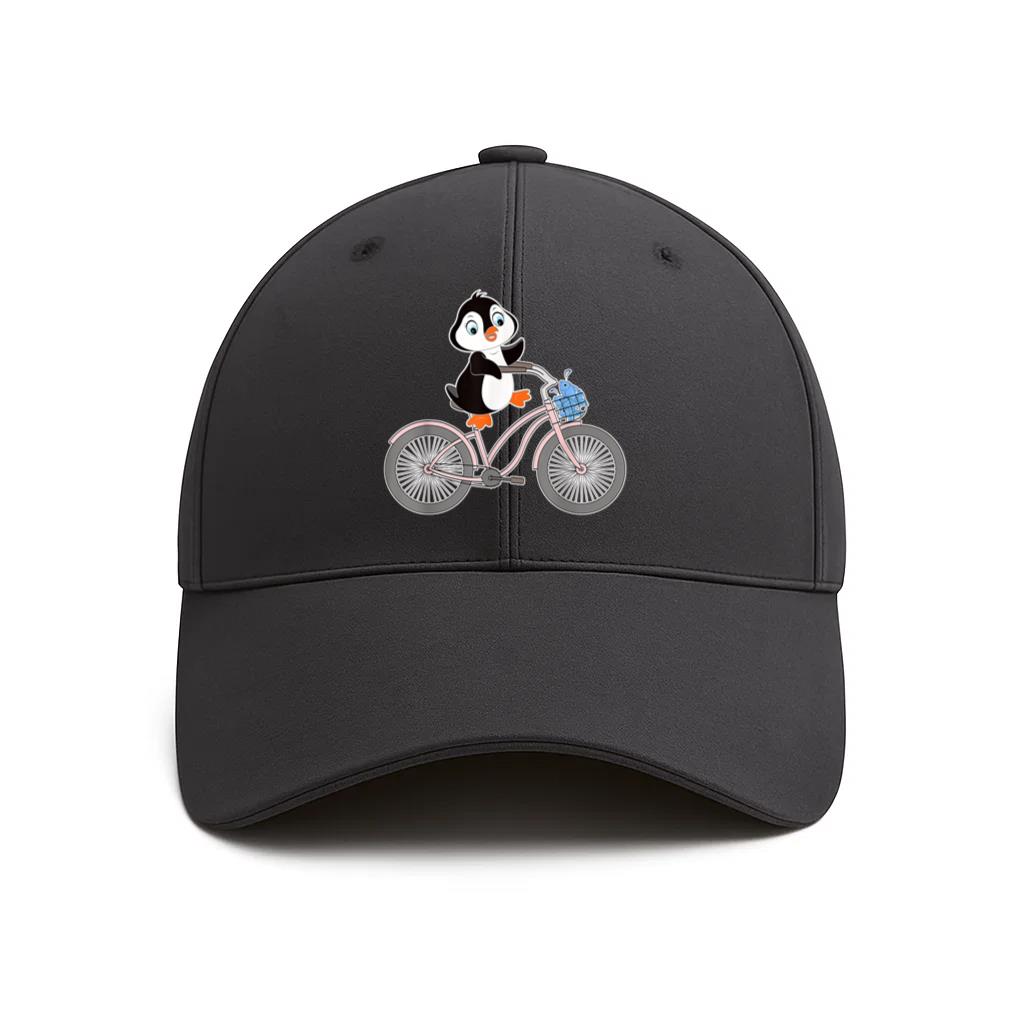 Penguin Graphic On Bike Baseball Cap