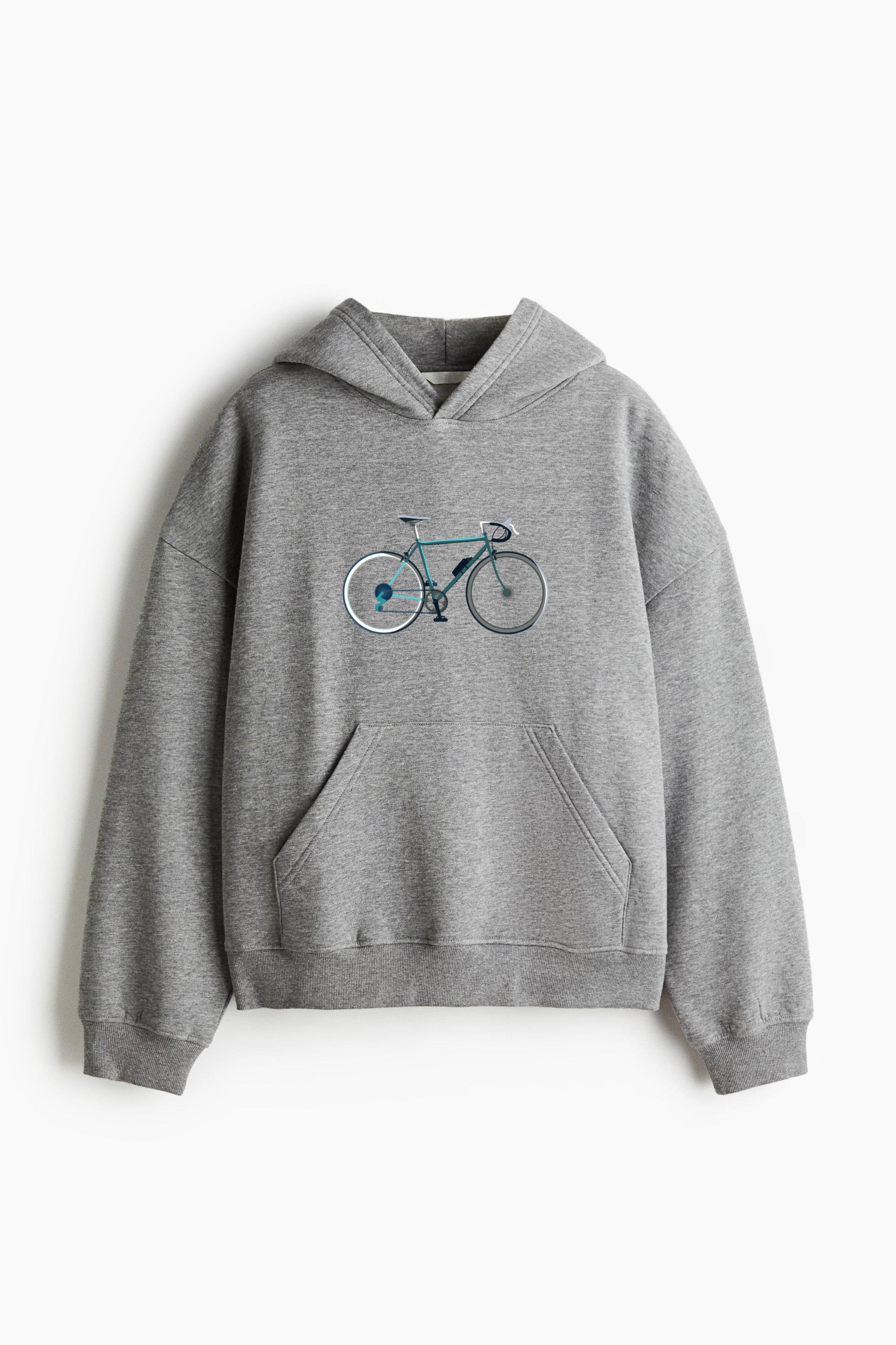 Racing Bicycle Icon Loose-Fit Printed Hoodie