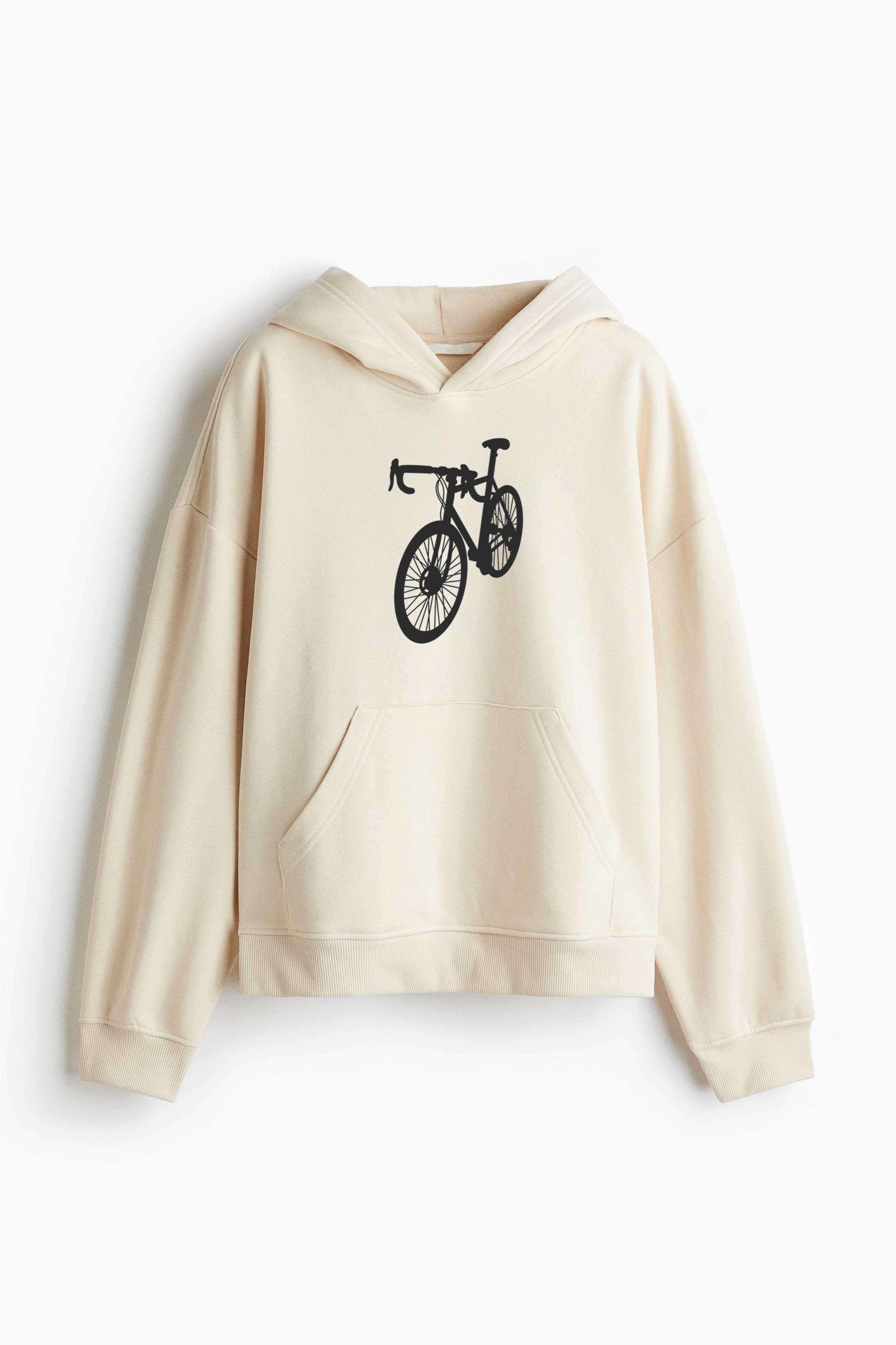 Racing Bicycle Silhouette Loose-Fit Printed Hoodie - Image 3
