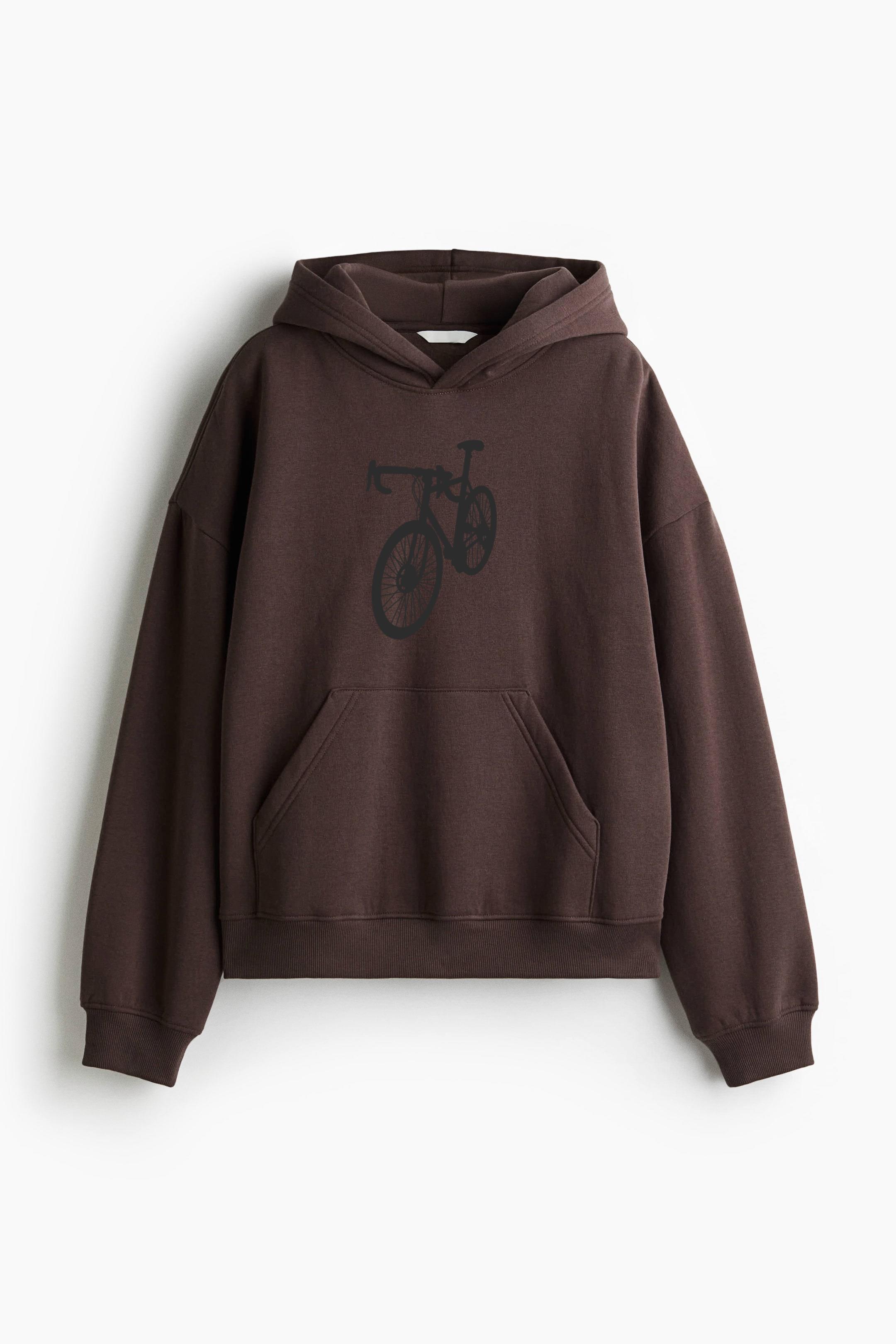 Racing Bicycle Silhouette Loose-Fit Printed Hoodie - Image 4