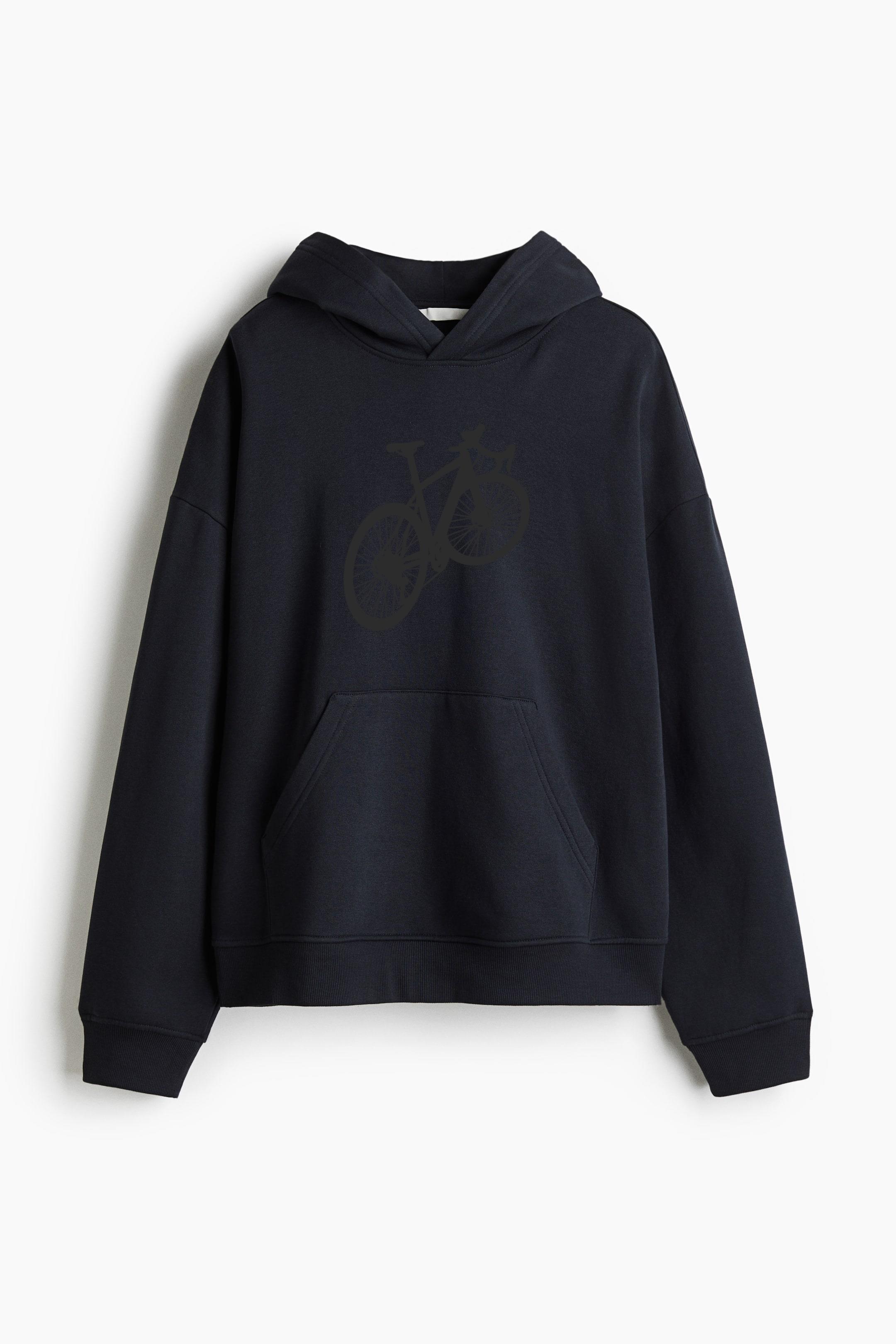 Side Racing Bicycle Silhouette Loose-Fit Printed Hoodie - Image 2