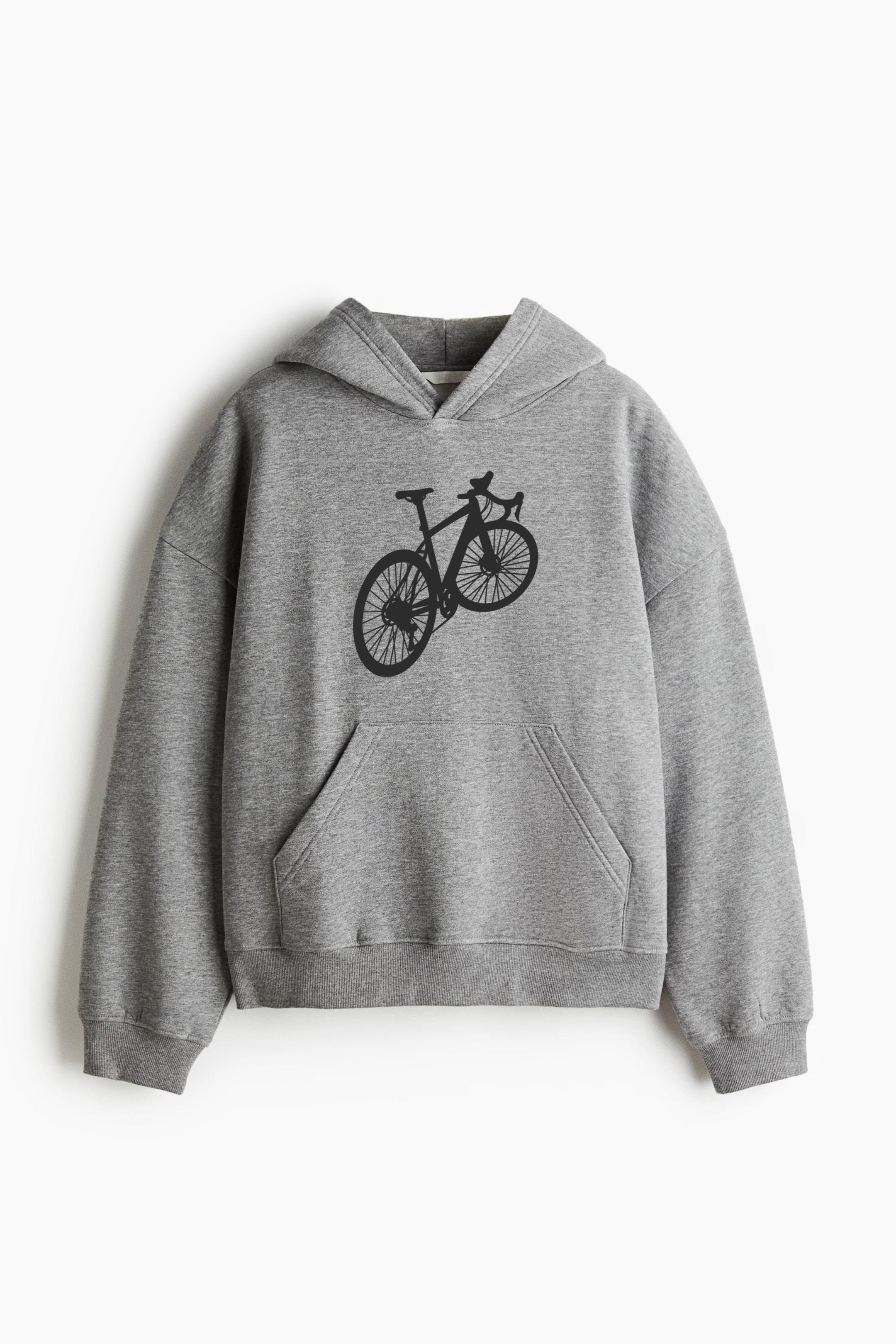Side Racing Bicycle Silhouette Loose-Fit Printed Hoodie