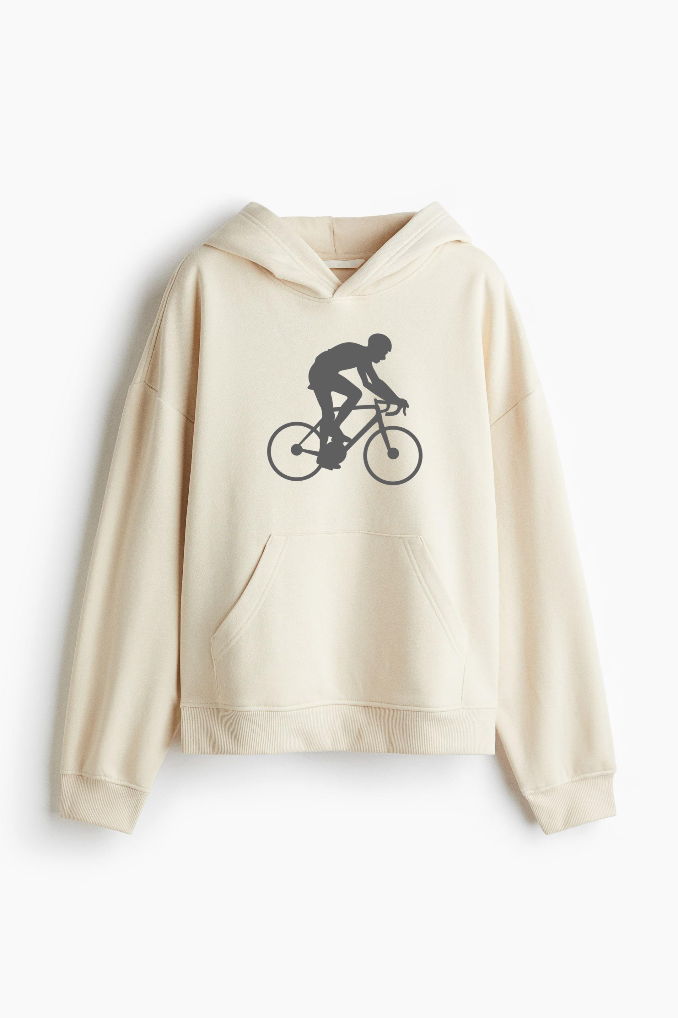 Speed Cyclist Silhouette Loose-Fit Printed Hoodie - Image 3