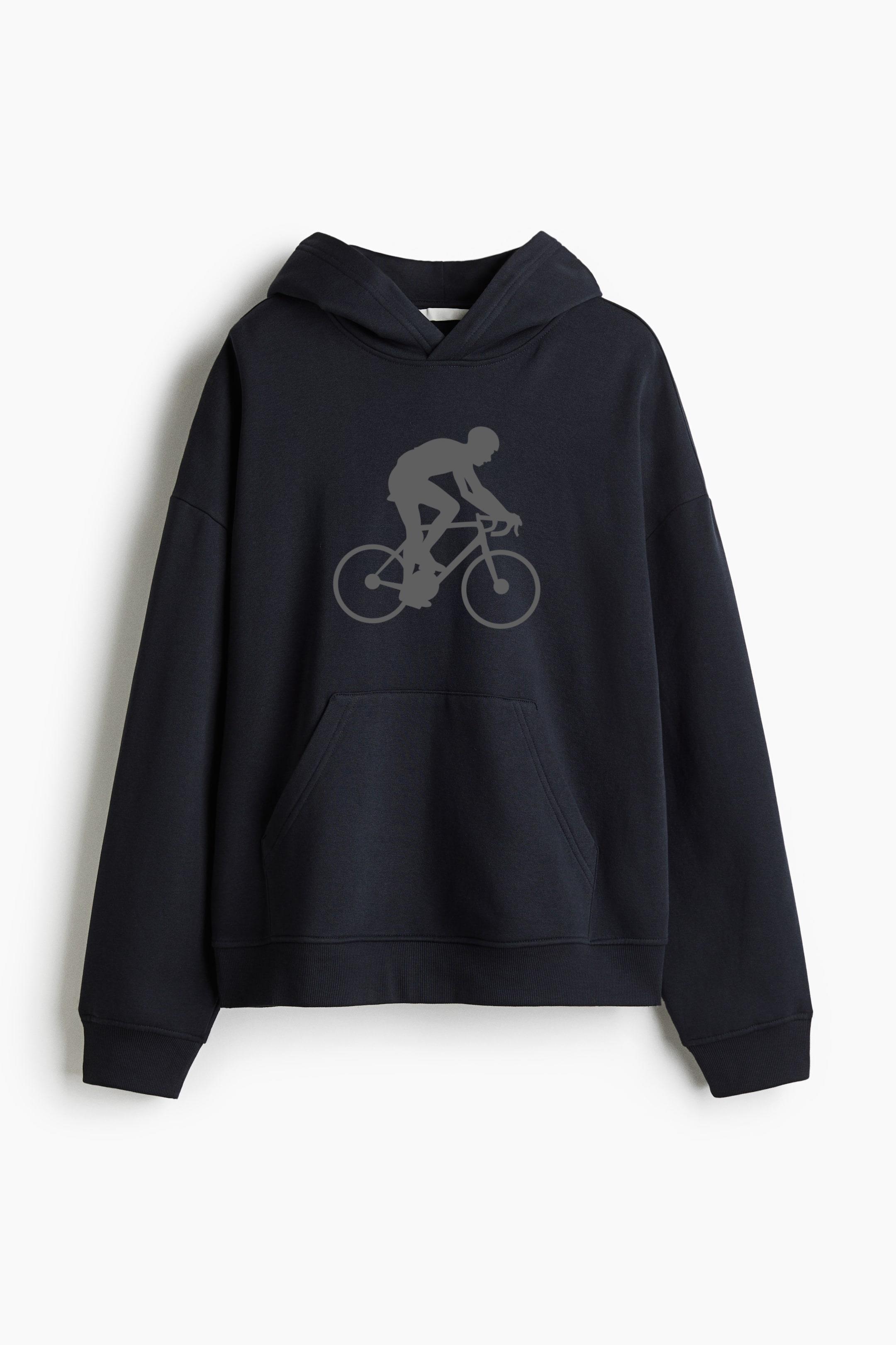 Speed Cyclist Silhouette Loose-Fit Printed Hoodie - Image 2