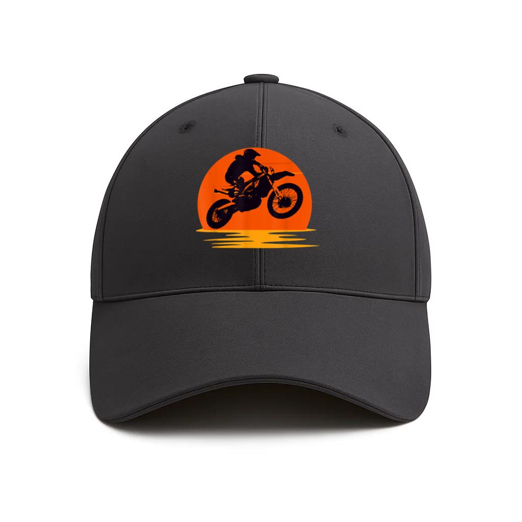 Sunset Dirt Bike Rider Graphic Baseball Cap