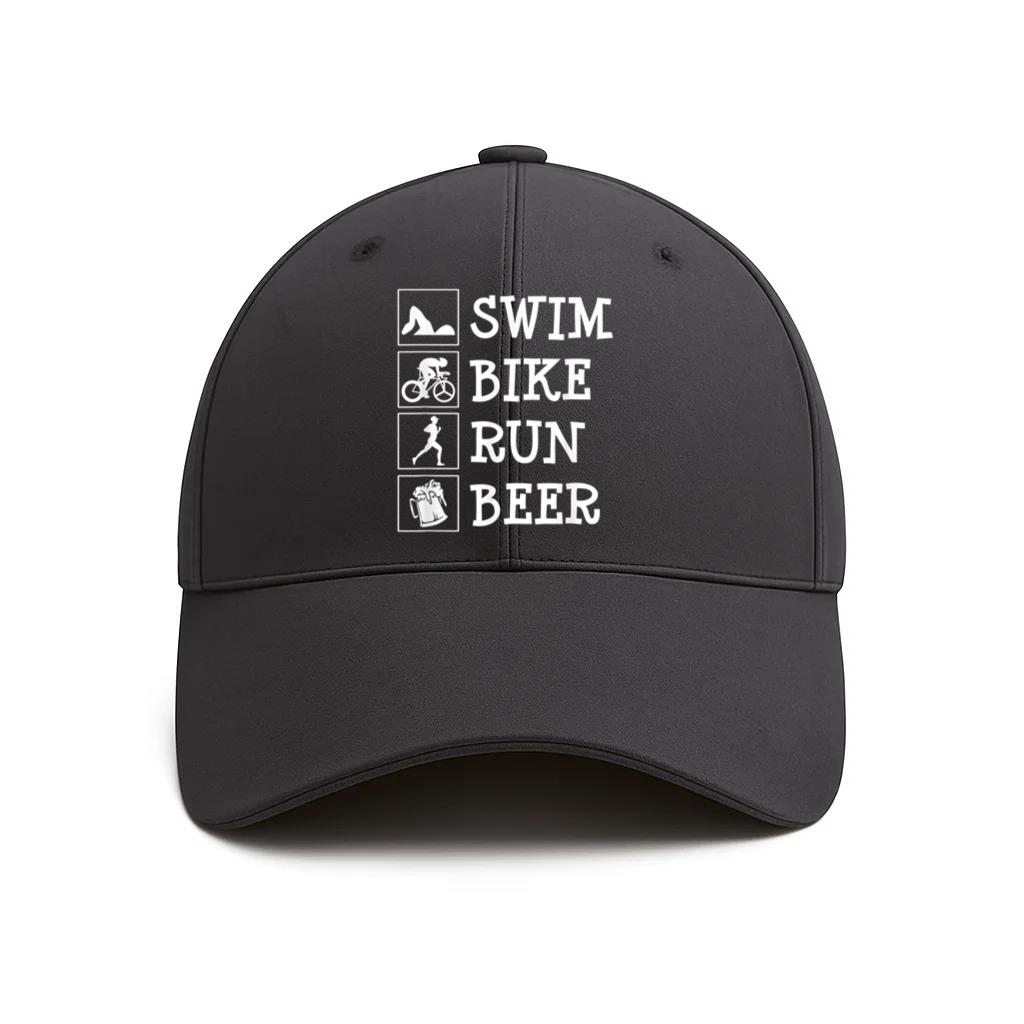 Swim Bike Run Beer Baseball Cap