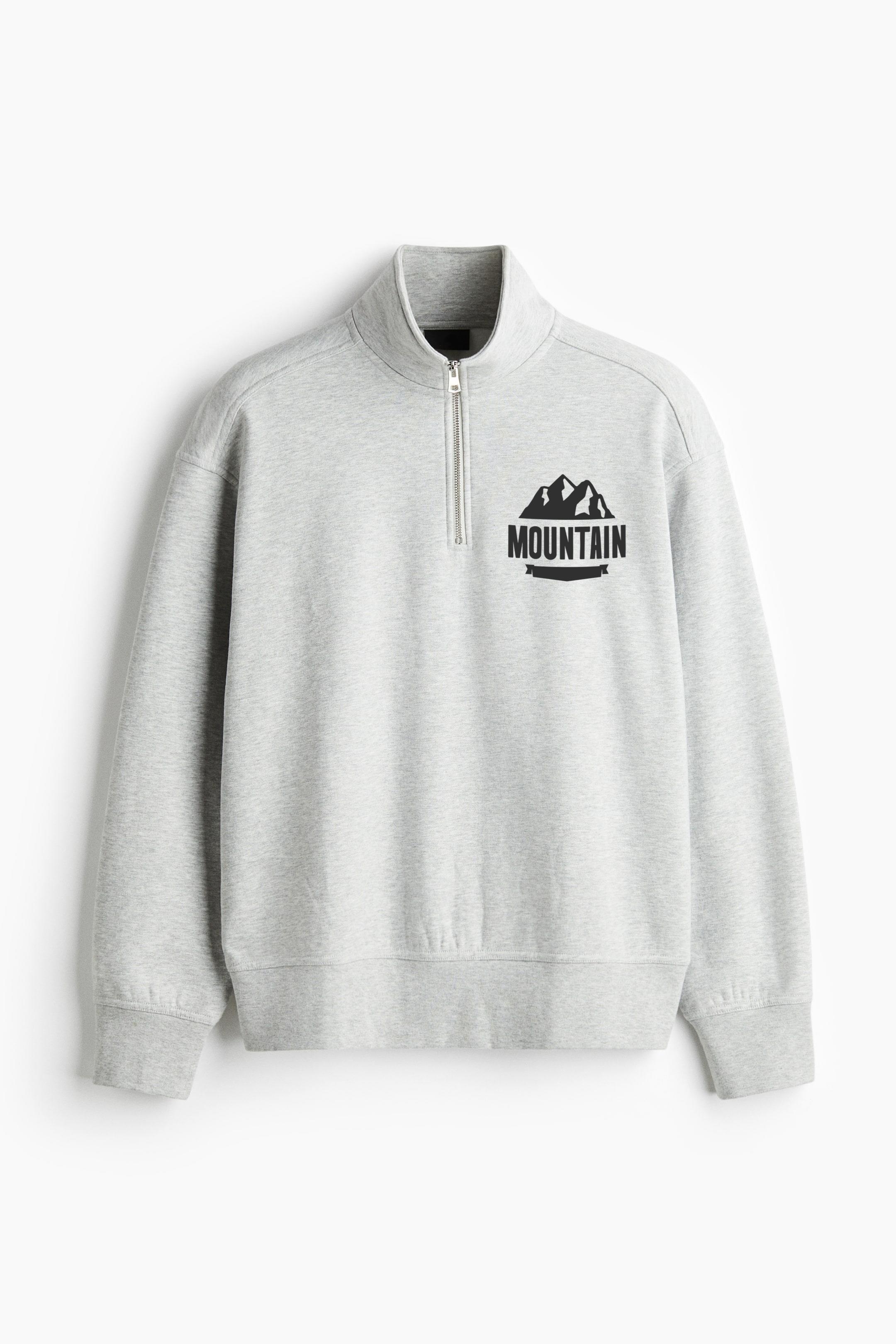 Vintage Mountain Logo Loose-Fit Sweatshirt Collar Jacket